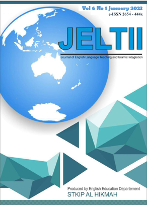 					View Vol. 6 No. 1 (2023): JELTII: Journal of English Language Teaching and Islamic Integration
				